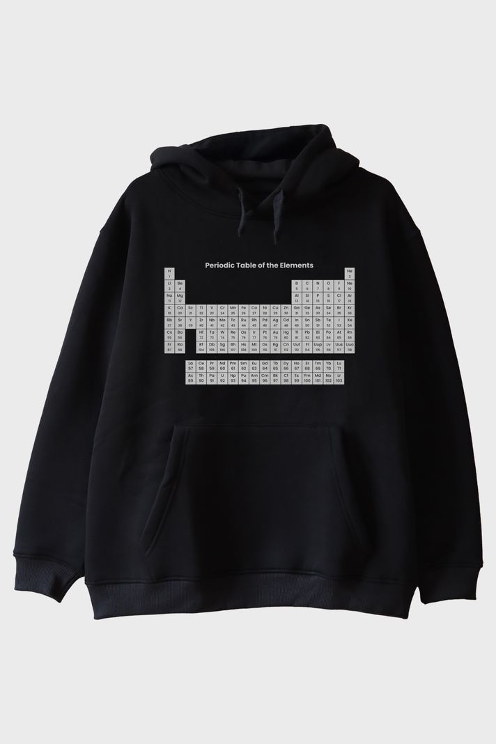 Periodic Table of the Elements Baskılı Siyah Hoodie
