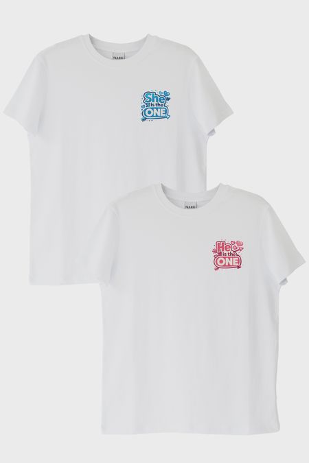 He is the One - She is the One Çift Beyaz Tişörtleri