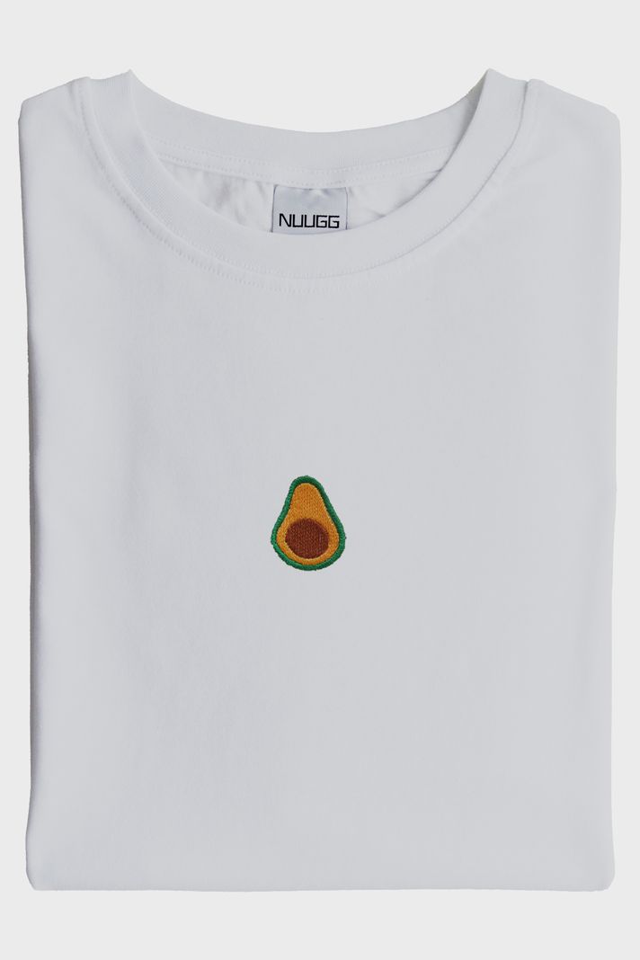 Avokado Desenli Beyaz Nakış Tişört