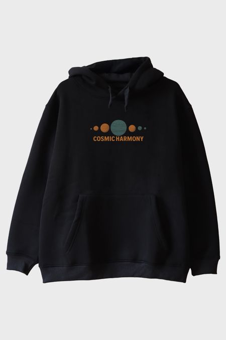Cosmic Harmony Siyah Hoodie