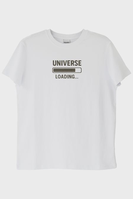 Evren Yükleniyor Beyaz Tişört