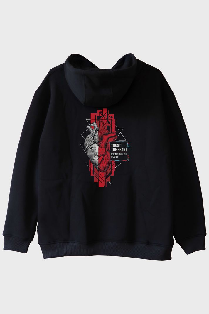 Trust The Heart Siyah Hoodie