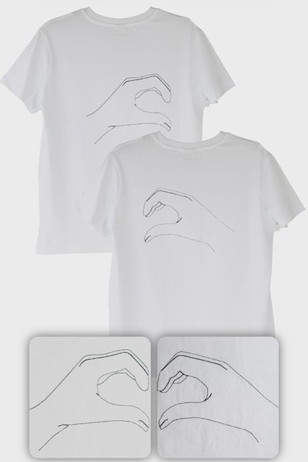 Kalp Eller Desenli Çift Kombini Tişört