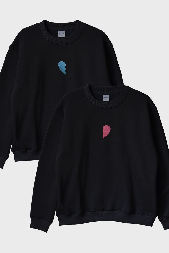 Yarım Kalp Tasarımlı Çift Kombini Tişörtü - Sevgililer Günü Hediyesi