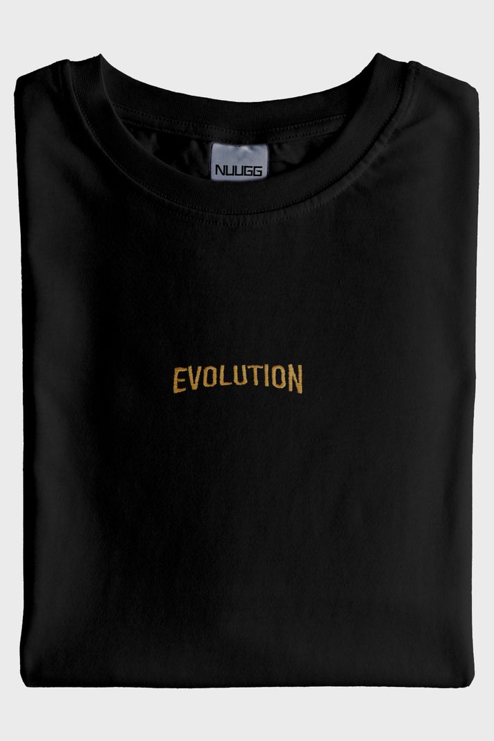 Sarı Evolution Nakışlı Siyah Tişört