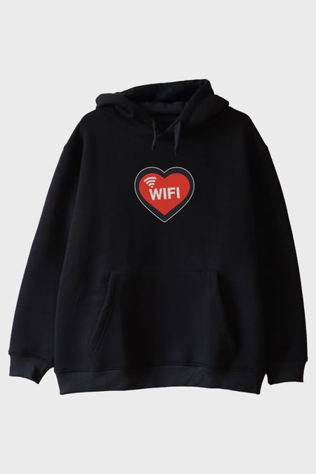 Kalpli Wifi Siyah Hoodie