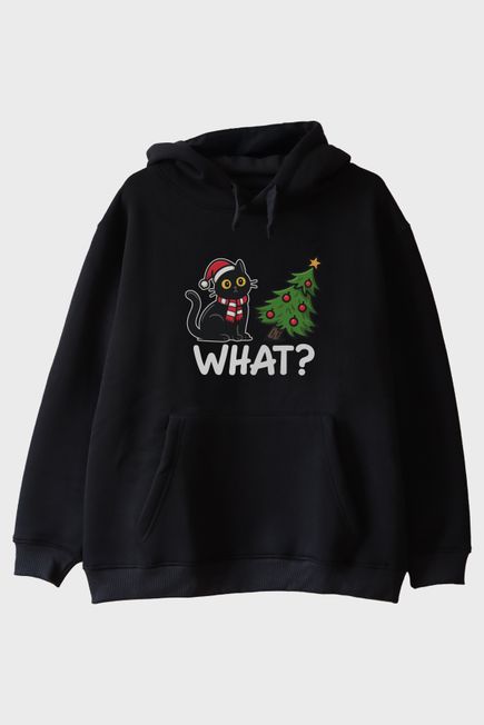 Noel Kedisi Siyah Hoodie