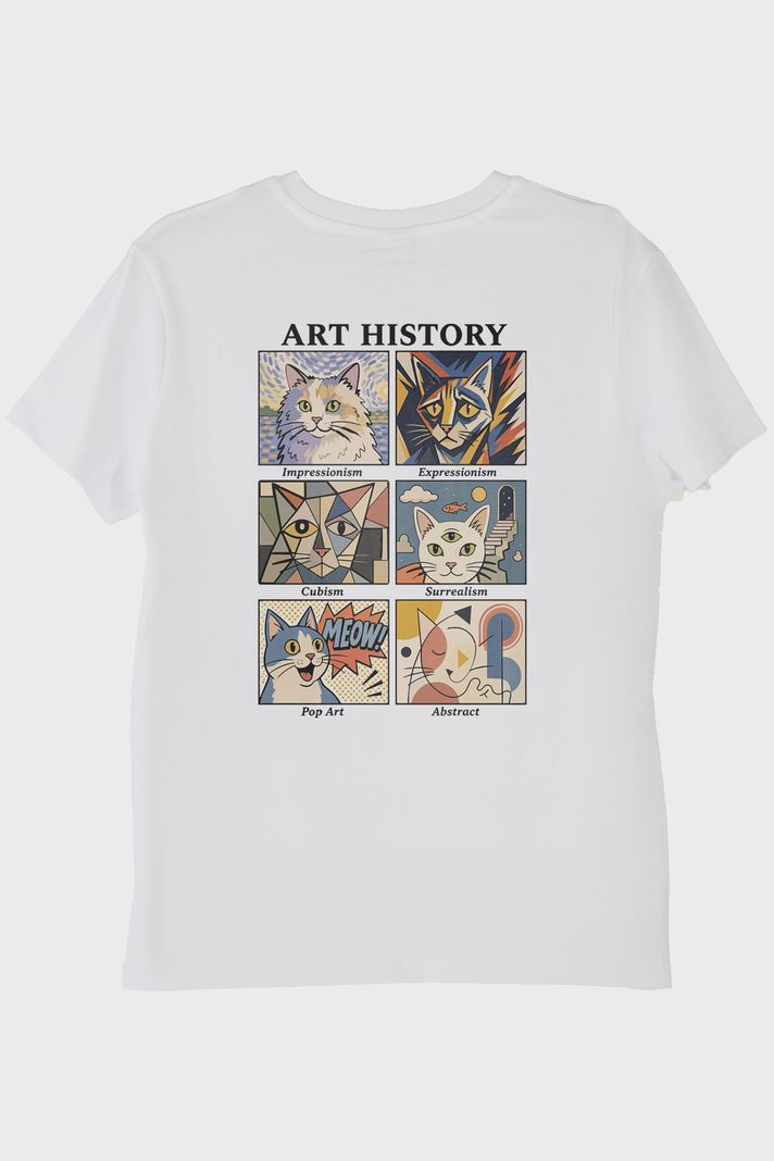 Feline Art History Beyaz Tişört