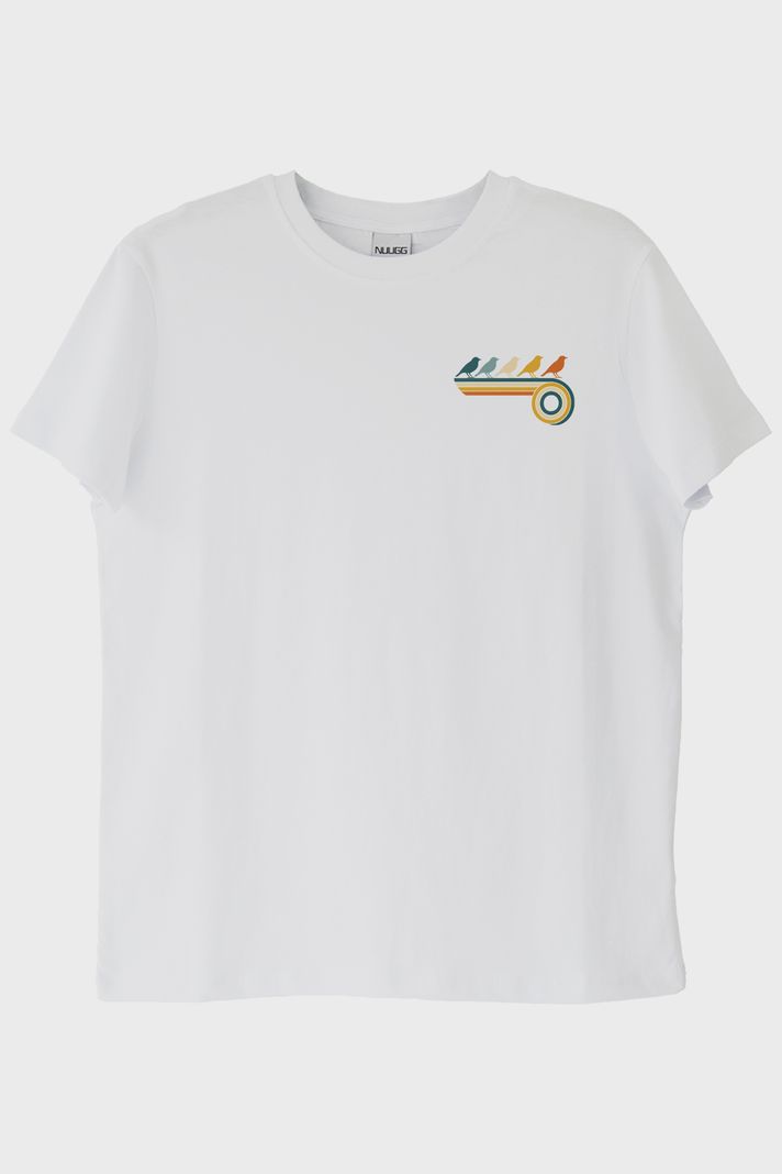 Retro Kuşlar Beyaz Tişört