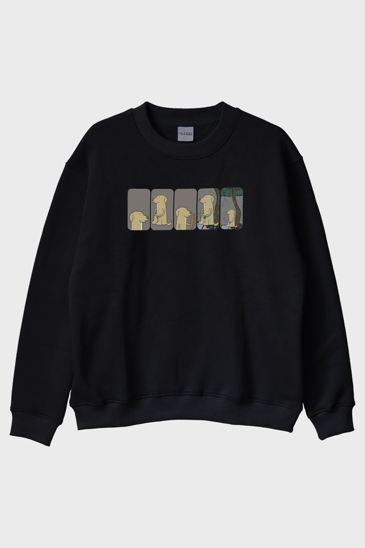 Sefalet Köpek Döngüsü Siyah Bisiklet Yaka Sweatshirt ön görsel