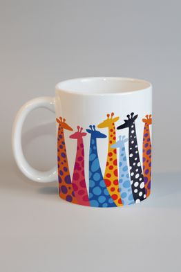 Renkli Zürafa Desenli Kupa