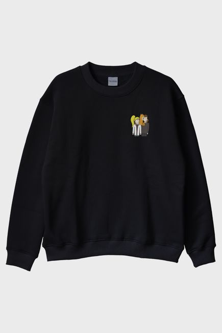 Mutlu Aile Tablosu Siyah Bisiklet Yaka Sweatshirt