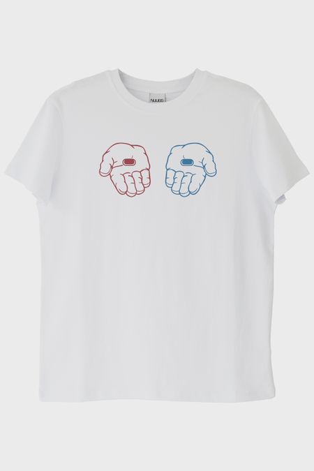Red or Blue Pill Sci-Fi Baskılı Beyaz Tişört