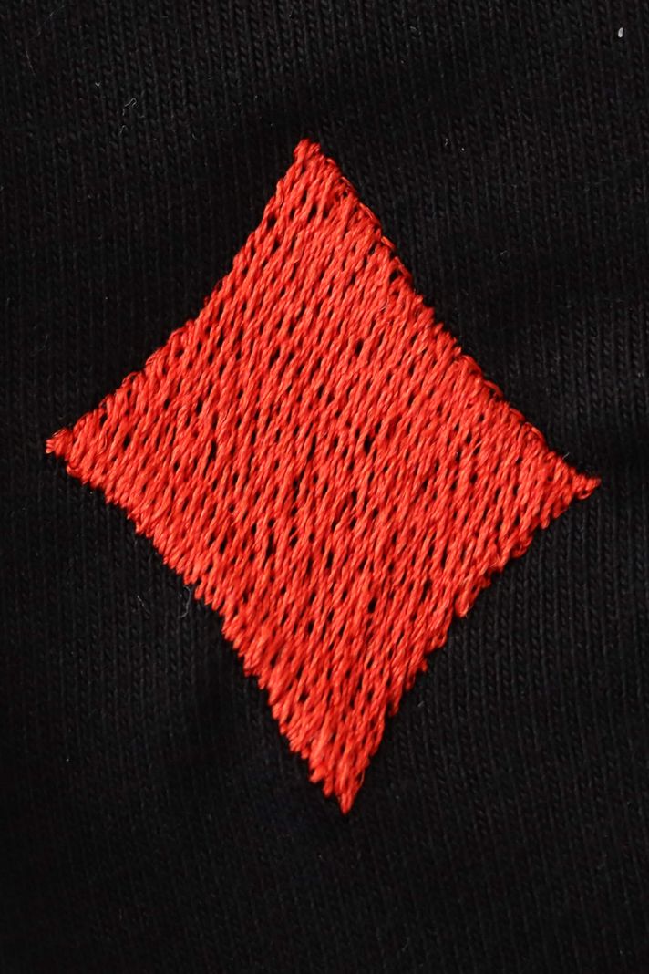 Kırmızı Karo Desenli Siyah Bisiklet Yaka Sweatshirt