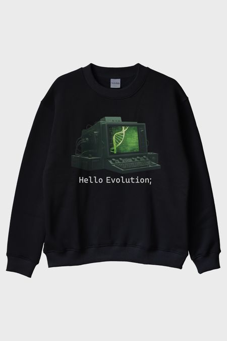 Hello Evolution Siyah Bisiklet Yaka Sweatshirt