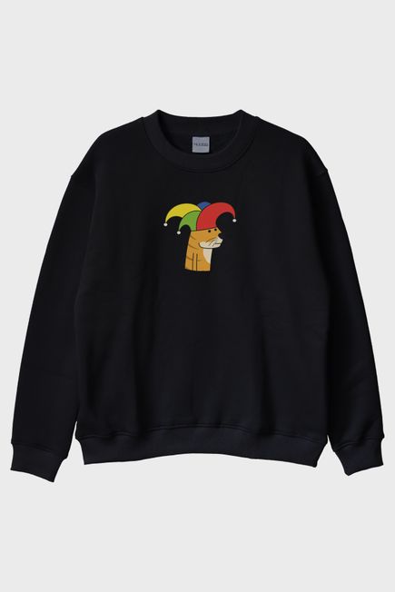 Soytarı Kedi Siyah Bisiklet Yaka Sweatshirt