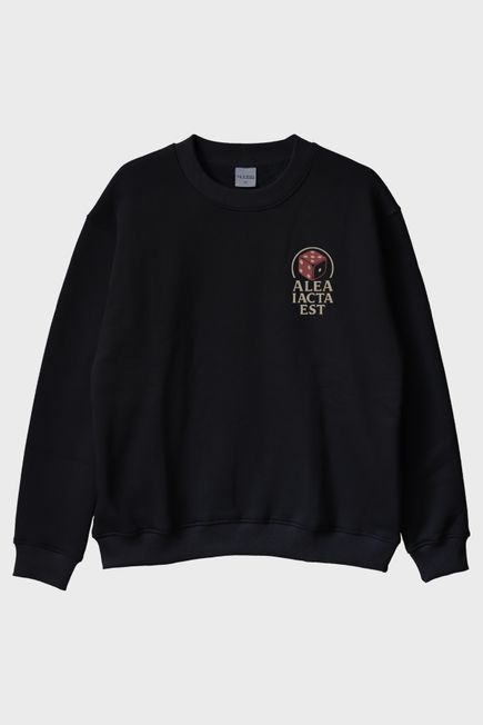 Alea Iacta Est Siyah Bisiklet Yaka Sweatshirt