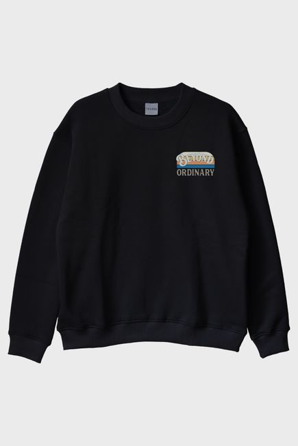 Beyond Ordinary Baskılı Siyah Bisiklet Yaka Sweatshirt