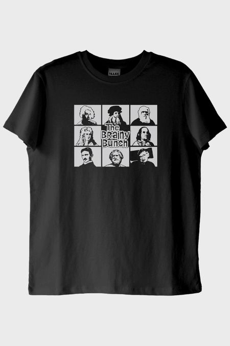 The Brainy Bunch Bilim İnsanları Baskılı Siyah Tişört