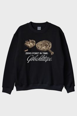 Göbeklitepe Tasarımlı Siyah Bisiklet Yaka Sweatshirt