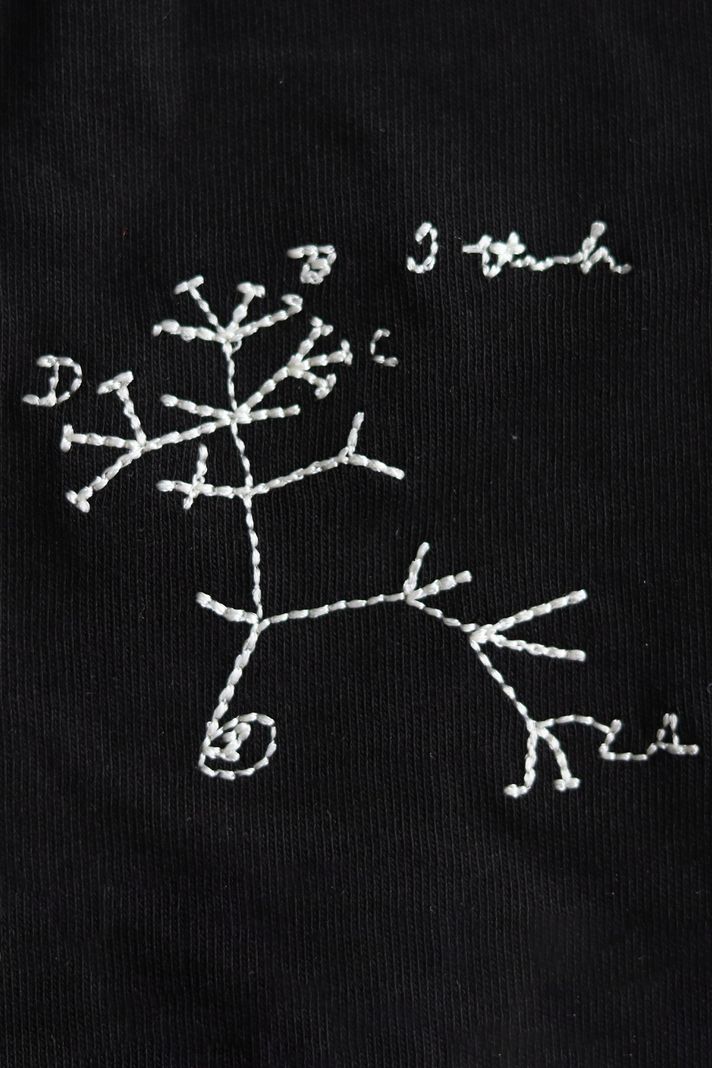 Darwin'in "I Think" Notu Desenli Nakış Bisiklet Yaka Sweatshirt