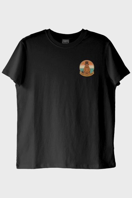 Groundhog Day Retro Baskılı Tasarım Siyah Tişört