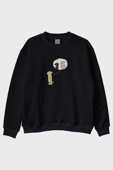 Geldim Gördüm Havladım Siyah Bisiklet Yaka Sweatshirt