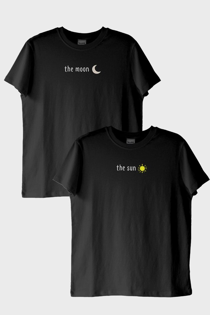 Ay ve Gunes Siyah Tişört Seti