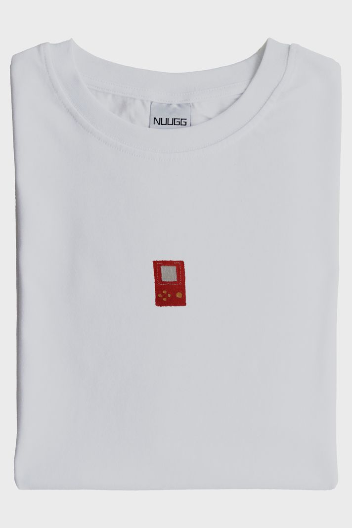 Kırmızı El Atarisi Desenli Nakış Tişört