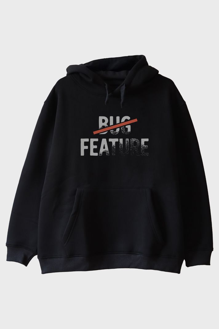 Bug Feature Siyah Hoodie
