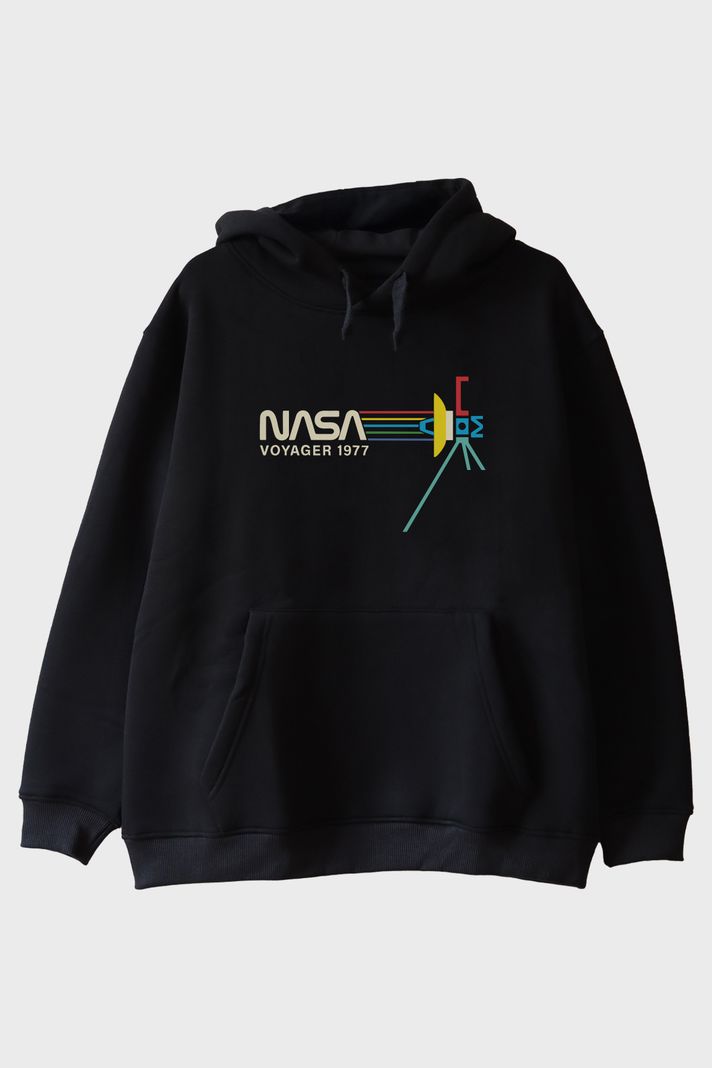 Retro NASA Voyager 1977 Vintage Uzay Siyah Hoodieü