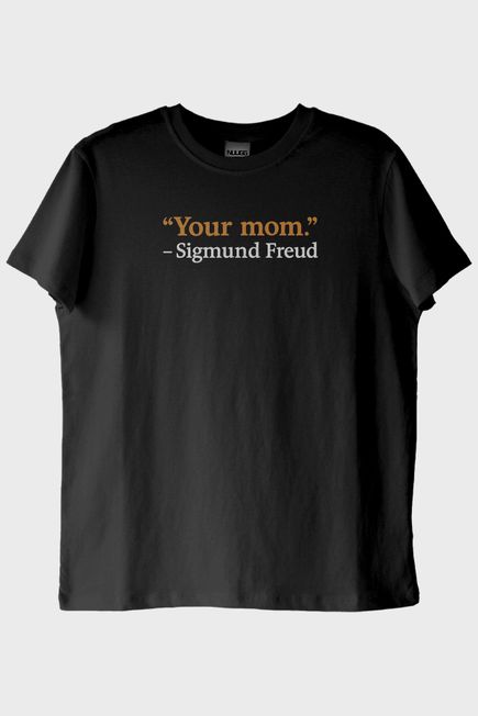 Your Mom Mizahi Baskılı Siyah Tişört