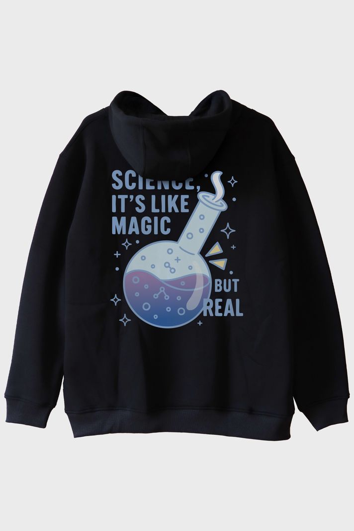 Bilim ve Sihirin Eğlenceli Buluşması Siyah Hoodie