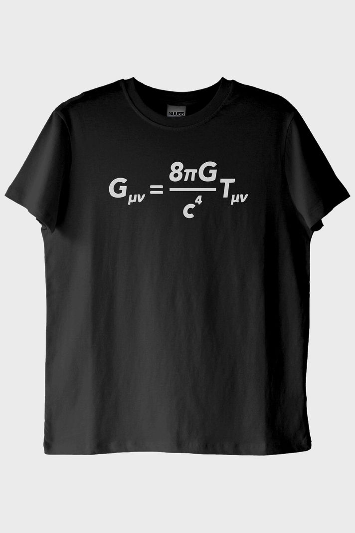 Gövdesinde Einstein'ın Formülü Olan Tasarım Siyah Tişört