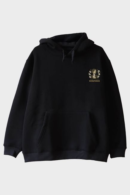 Kart Fısıldayan Siyah Hoodie