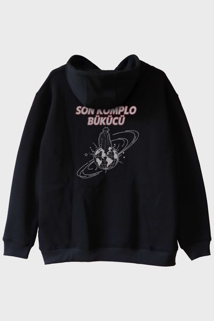 Son Komplo Bükücü Siyah Hoodie