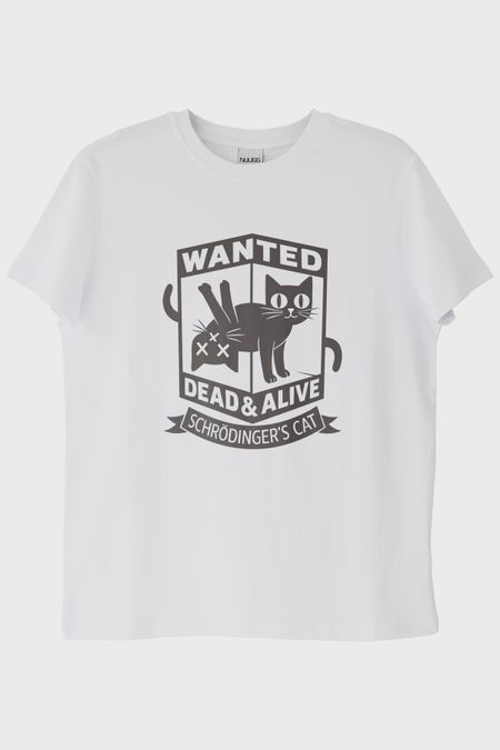 Wanted: Dead & Alive Schrödinger's Cat Tasarım Beyaz Tişört