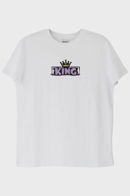 King Yazılı Beyaz Tişört