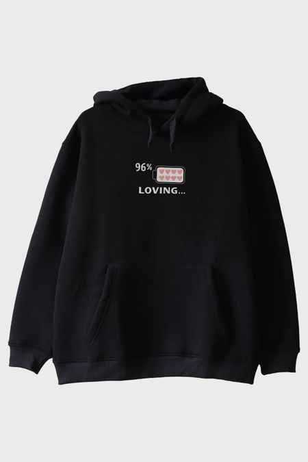 Loving Pil Siyah Hoodie