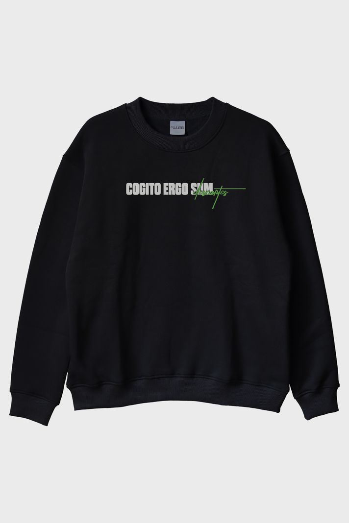 Cogito Ergo Sum Descartes Siyah Bisiklet Yaka Sweatshirt