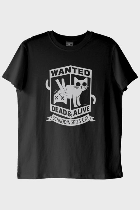 Wanted: Dead & Alive Schrödinger's Cat Tasarım Siyah Tişört