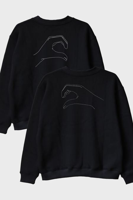 Kalp Eller Desenli Çift Kombini Bisiklet Yaka Sweatshirt