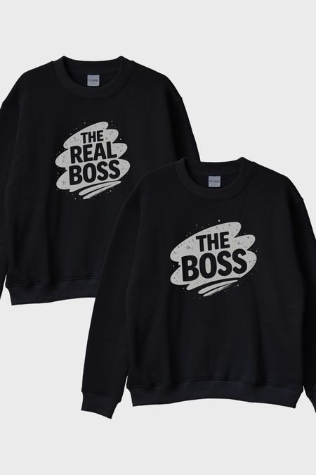The Boss Çift Siyah Bisiklet Yaka Sweatshirt
