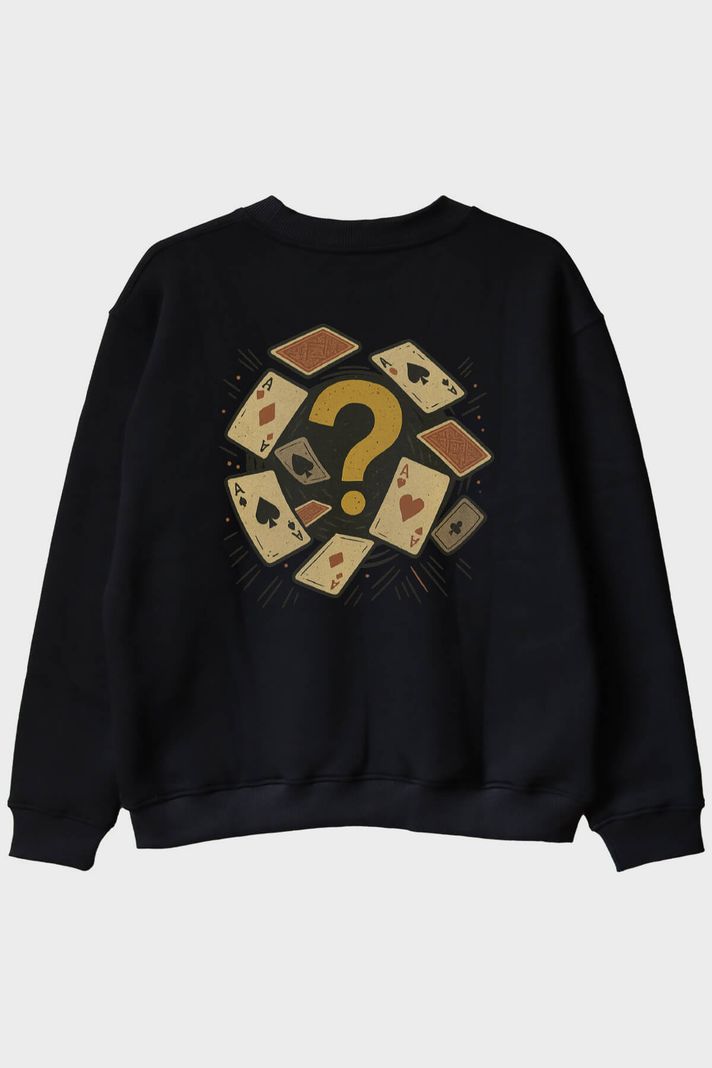 Gizemli İşaret Siyah Bisiklet Yaka Sweatshirt