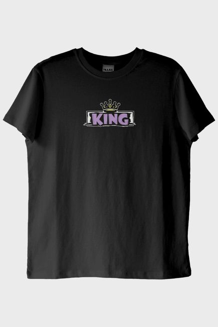 King Yazılı Siyah Tişört
