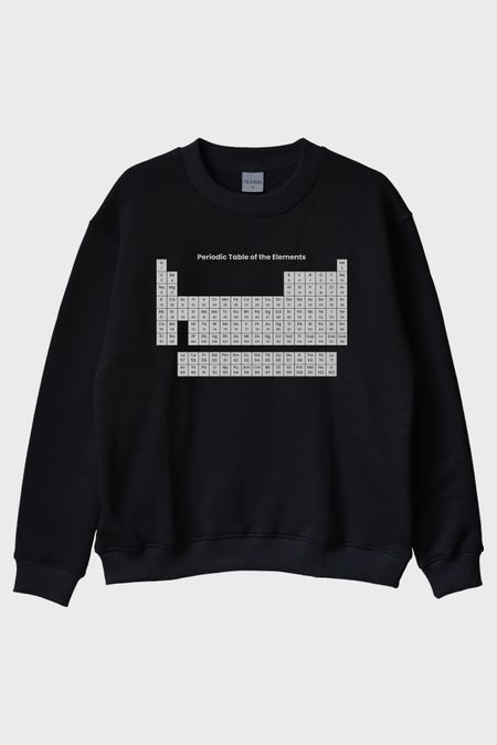 Periodic Table of the Elements Baskılı Siyah Bisiklet Yaka Sweatshirt
