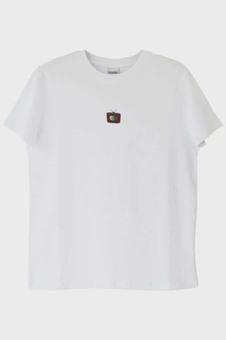 Retro Televizyon Desenli Nakış Tişört