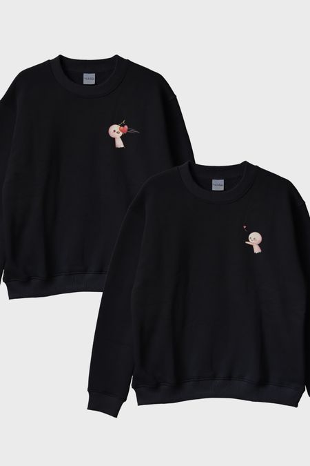 Kalbim Yolda Siyah Bisiklet Yaka Sweatshirt