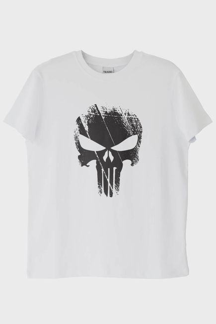 Kafatası Tasarımlı Minimal Vintage Baskılı Beyaz Tişört