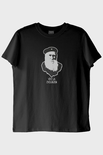 Vive La Evolución Baskılı Tarihi Figür Siyah Tişört